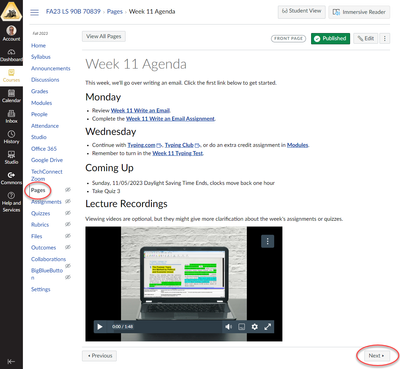 Page with Next Button