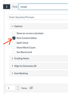 RCE option in New Quizzes essay question