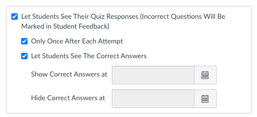 Quiz response options