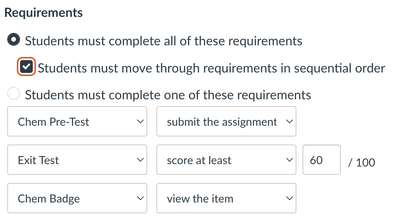 Module requirement options