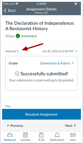 Assignment Details Submissions Attempts