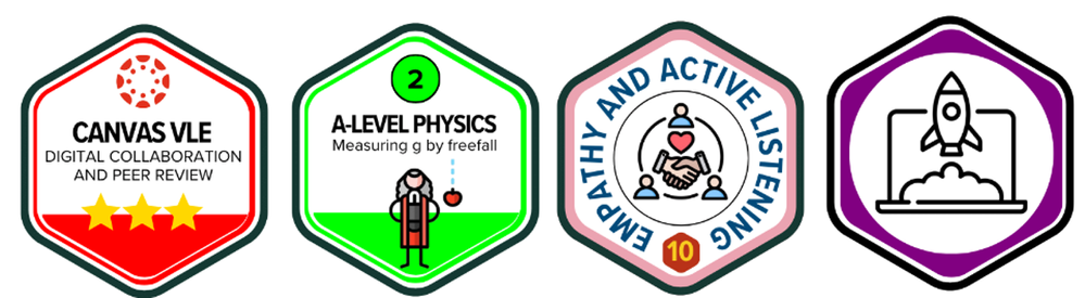 Some badges made on Canva