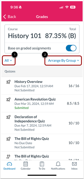 Grading Period Link and Arrange By Link