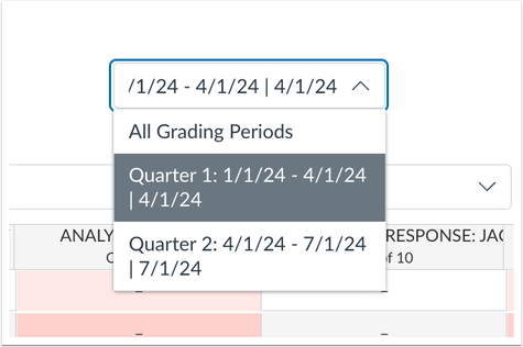 Enhanced Gradebook Disabled View of Grading Period Dates