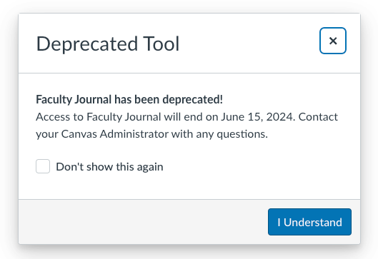 Faculty Journal message