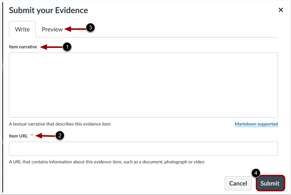 Submit Your Evidence Modal