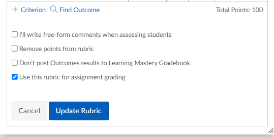 rubric settings