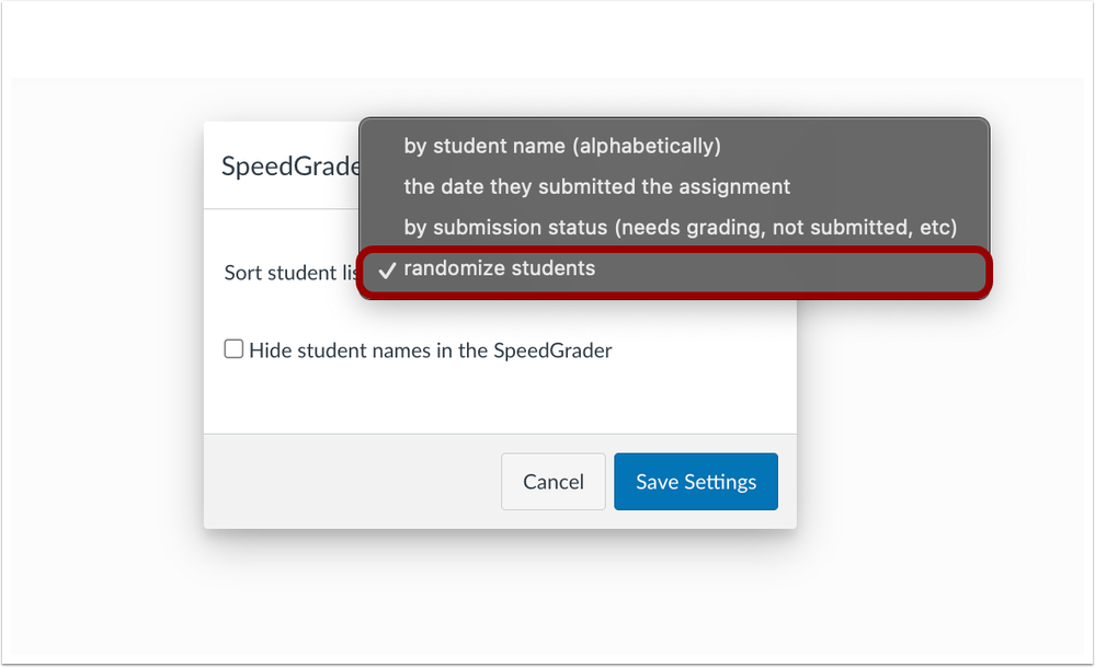 Randomize Students Sort By Option