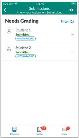 Anonymous Assignment Submission Student List