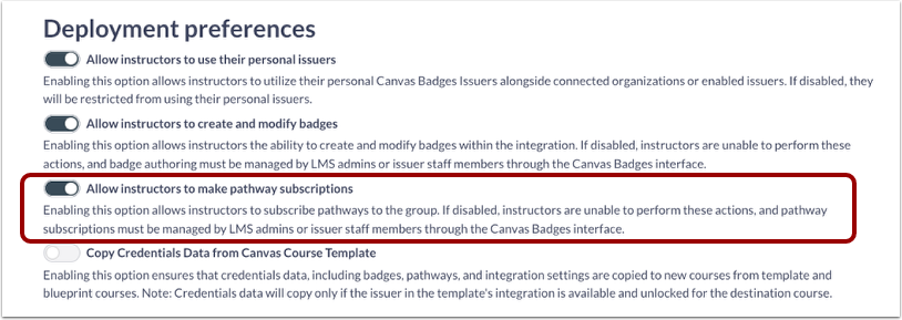 Canvas Credentials LTI Settings Tab Deployment Preferences