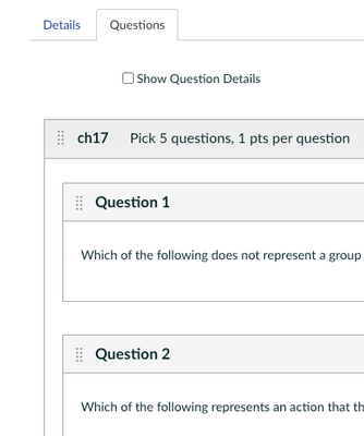 Group with questions within a Classic Quiz