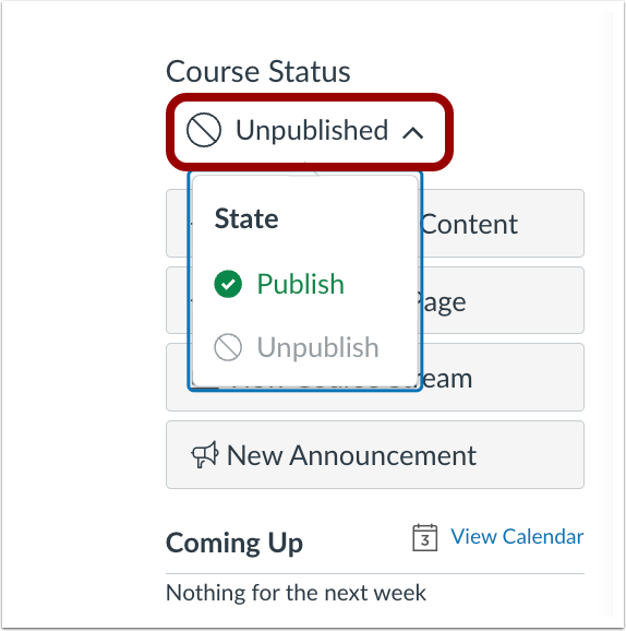 Course Status Drop-Down-Menu