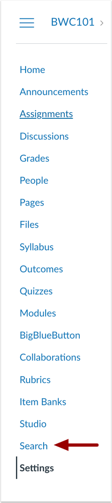 Course Navigation Search Link