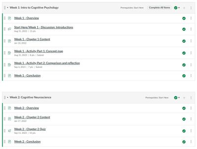 Module structure beginning with an overview page and ending with a conclusion page.