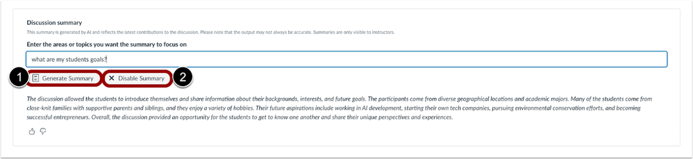 Generate or Disable Discussion Summary