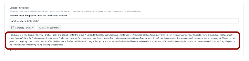 View Discussion Summary