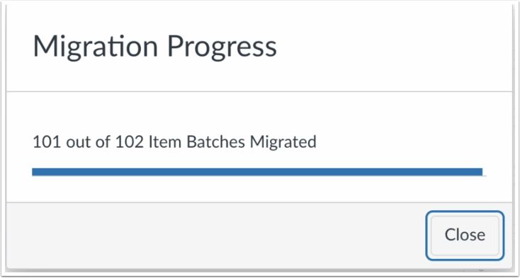 Migration Progress Modal