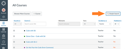All Courses simple search button