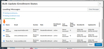 loaded enrollments to update