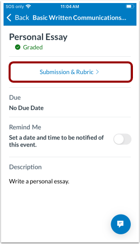 Submission and Rubric Button