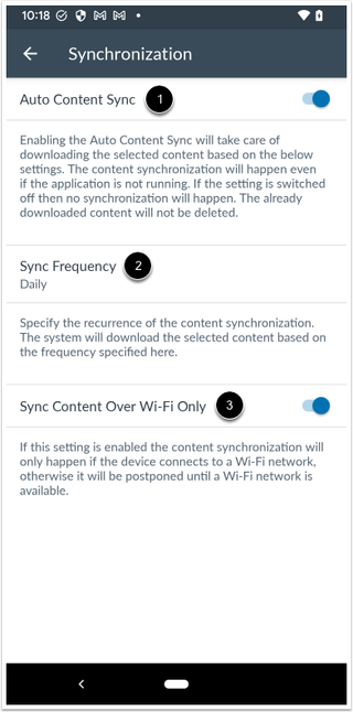 Settings Offline Sync