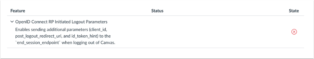 OpenID Connect RP Initiated Logout Parameters Feature Option
