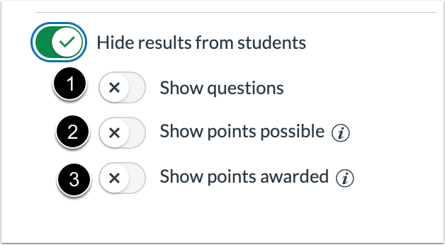 Hide Results from Students Options