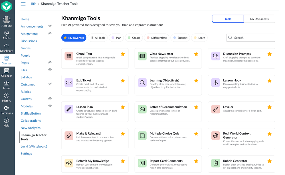 Khanmigo Teacher Tools in Canvas