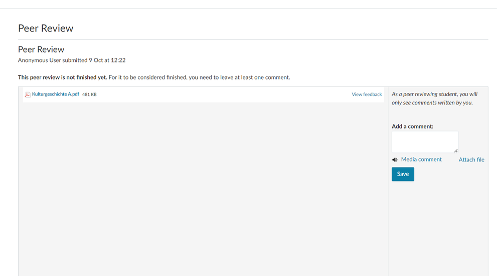 Display when clicking on Peer review under "ToDo"