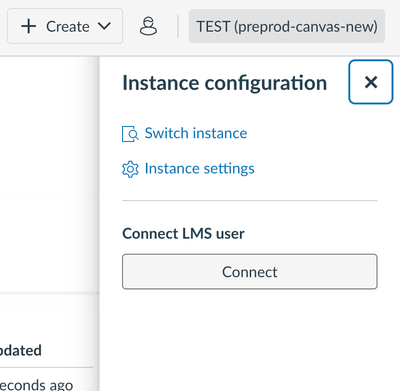 Screenshot of Instance configuration pop-out tray