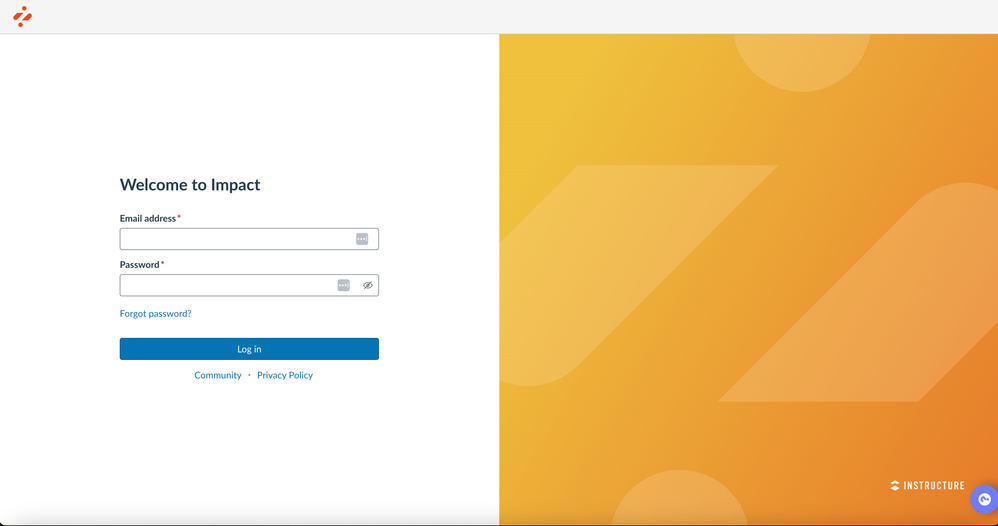 Screenshot of Impact login page