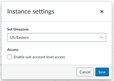 Screenshot of Instance settings modal