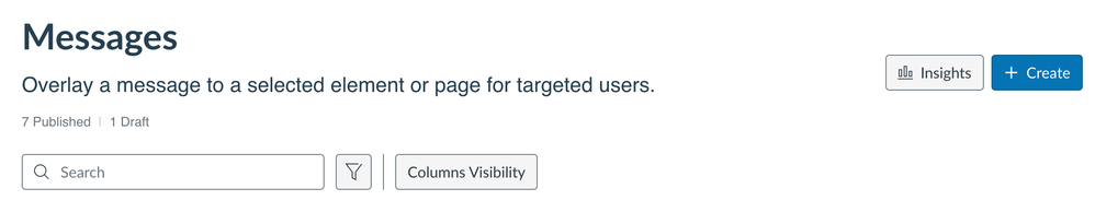 Screenshot of Messages page header