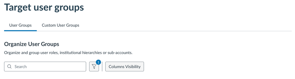 Screenshot of consolidated Target user groups area