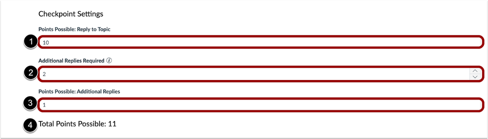 Discussion Checkpoint Settings