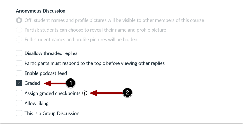 Discussion Assign Graded Checkpoint Checkbox