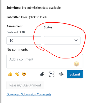 Updated Grade Status selector