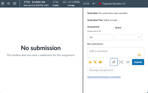 Updated UI for “No Submission” alert