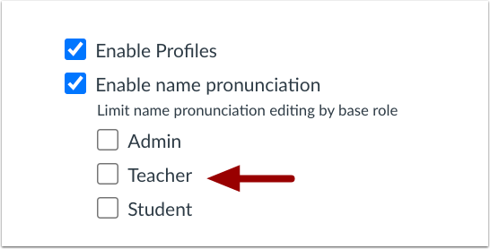 Enable Name Pronunciation User Role Checkboxes