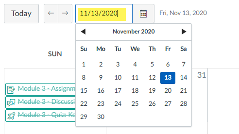 Change Calendar Date