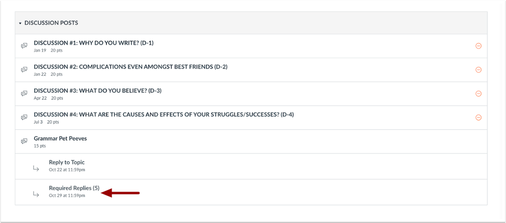 Discussion Checkpoint View in Modules