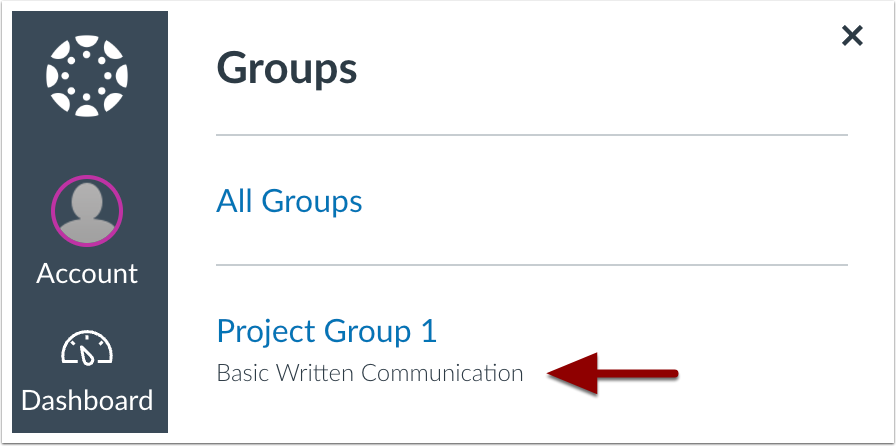 Groups Course Name Added to Group Tray