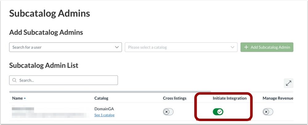 View Initiate Integration Permission Toggle