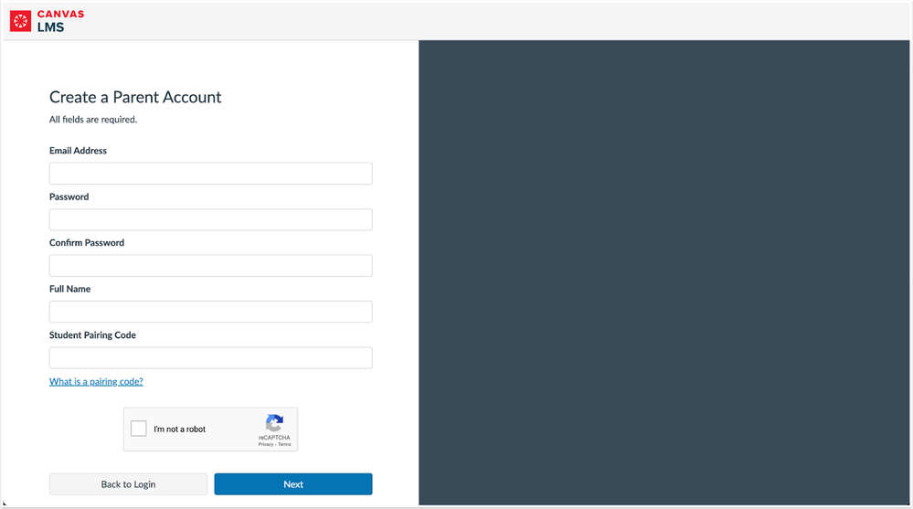 Redesigned Parent Registration Interface