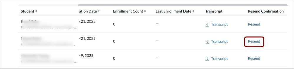 View Resend Confirmation