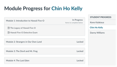 Example: Staff view of Modules: Learner Progress