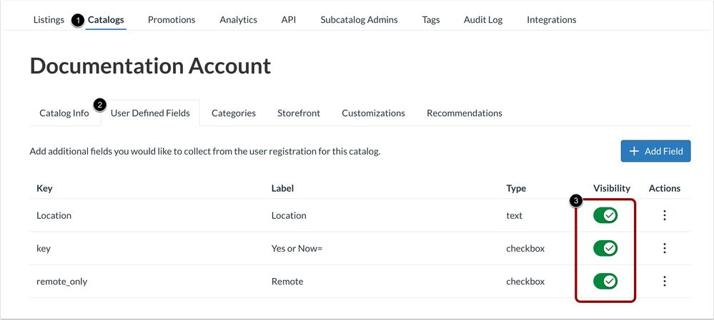 View User Defined Fields Toggle