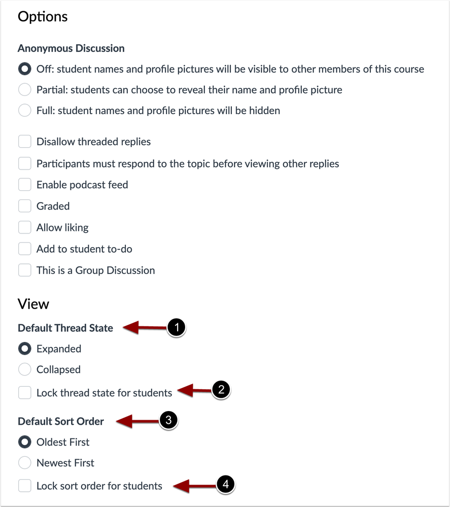 Discussion Edit Page with Default View Options