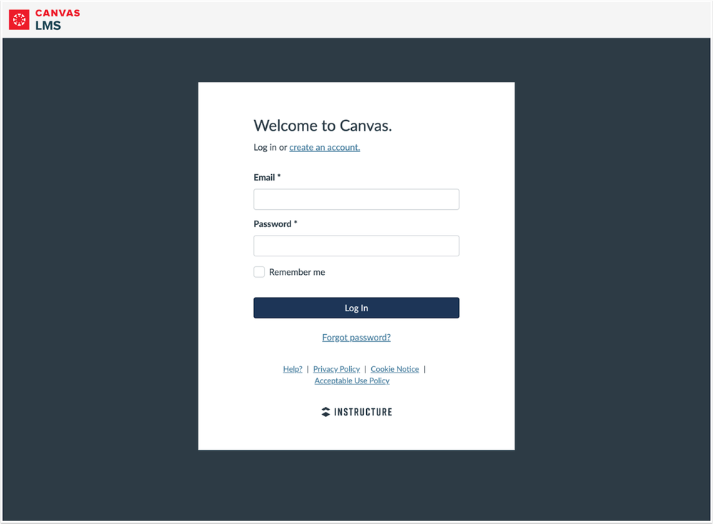 Canvas Login Page