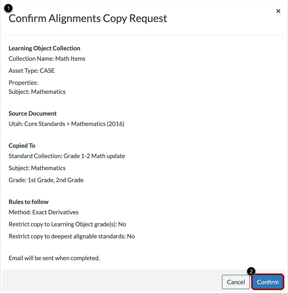 View Confirm Alignments Copy Request